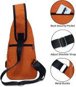 Men Women Sling Backpack Anti Theft Crossbody Shoulder Chest Bag with USB Charging Port Black - Image 4